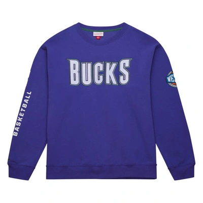 Shop Mitchell & Ness Purple Milwaukee Bucks Hardwood Classics There And Back Pullover Sweatshirt