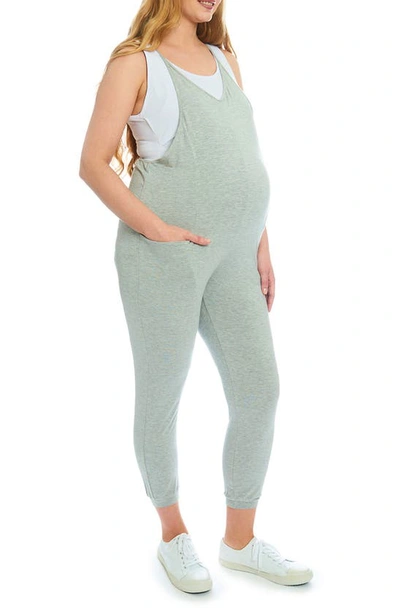 Shop Everly Grey Brandi Maternity/nursing Romper In Heather Grey Solid