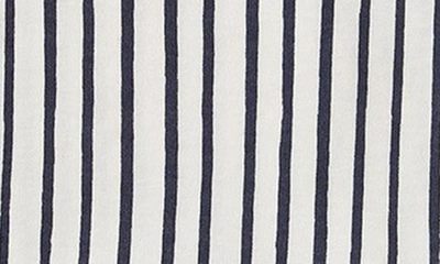 Shop Pehr Stripe Organic Cotton Wrap Bodysuit In Stripes Away Ink Blue