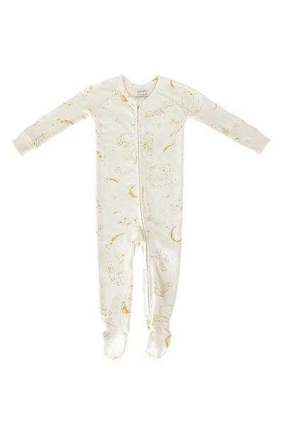 Shop Pehr Moondance Fitted Organic Cotton One-piece Footie Pajamas