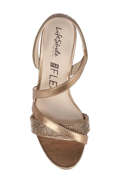 Shop Lifestride Mia Glitz Asymmetric Sandal In Bronze-dm