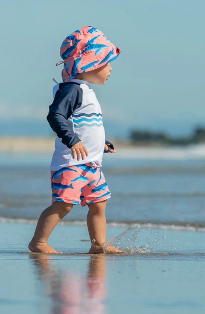 Snapper Rock Whale Tail Long Sleeve Two-piece Rashguard Swimsuit In Peach