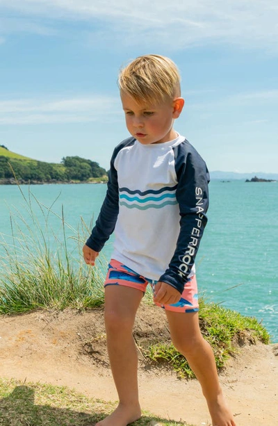 Snapper Rock Whale Tail Long Sleeve Two-piece Rashguard Swimsuit In Peach