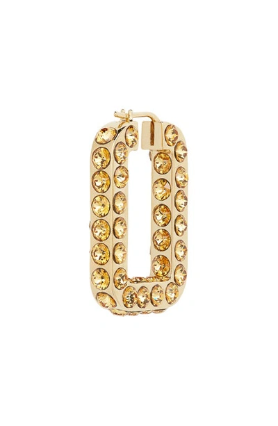 Shop Amina Muaddi Crystal Hoop Earrings In Golden Crystals/ Gold Base
