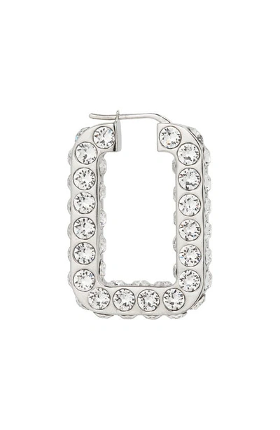 Shop Amina Muaddi Crystal Hoop Earrings In White Crystal/ Silver Base