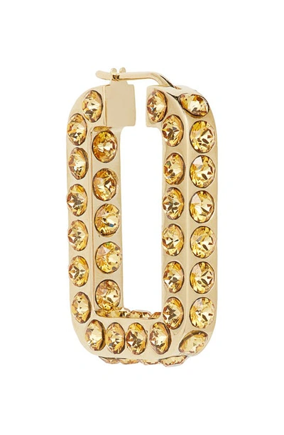 Shop Amina Muaddi Crystal Hoop Earrings In Golden Crystals/ Gold Base