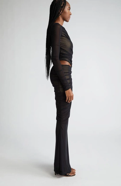 Shop Retroféte Aura Sequin Detail One-shoulder Gown In Black/ Nude