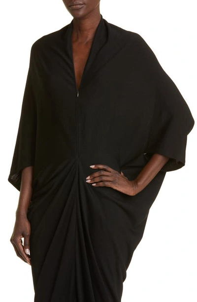 Shop The Row Rodin Ruched Virgin Wool Maxi Dress In Black