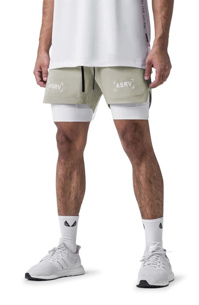 Shop Asrv Tetra-lite™ 5-inch 2-in-1 Lined Shorts In Sand Smoke Bracket/white