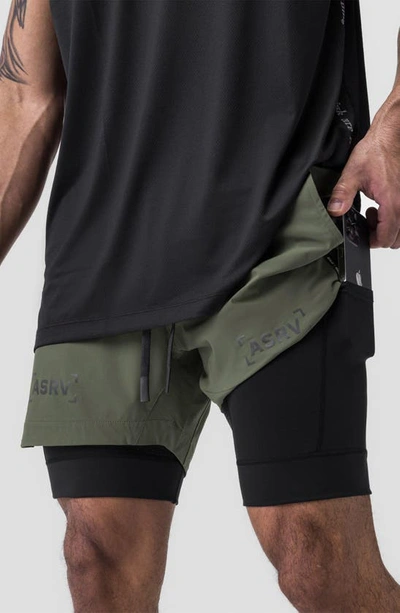 Shop Asrv Tetra-lite™ 5-inch 2-in-1 Lined Shorts In Olive Bracket/black