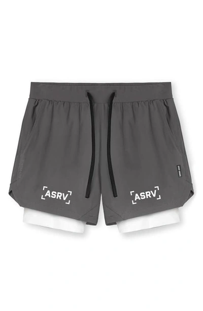 Shop Asrv Tetra-lite™ 5-inch 2-in-1 Lined Shorts In Space Grey Bracket/white