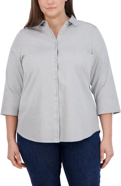 Shop Foxcroft Charlie Cotton Oxford Shirt In Silver