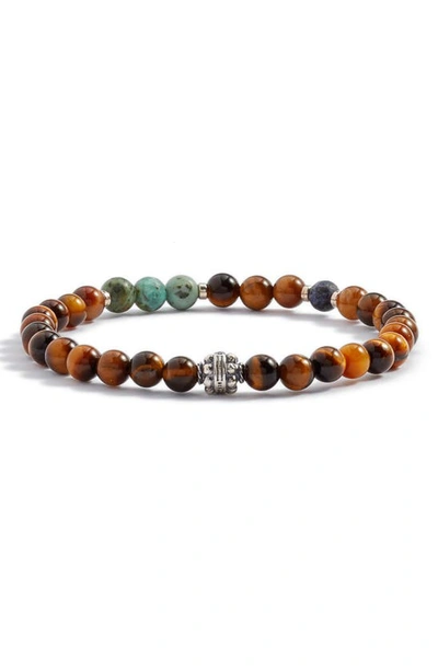 Shop Jonas Studio Dakota Hideaway Beaded Stretch Bracelet In Tiger Eye