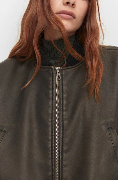 Shop Mango Worn Out Effect Bomber Jacket In Brown