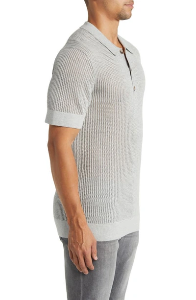 Rails Nathan Short Sleeve Polo Sweater In Grey Melange