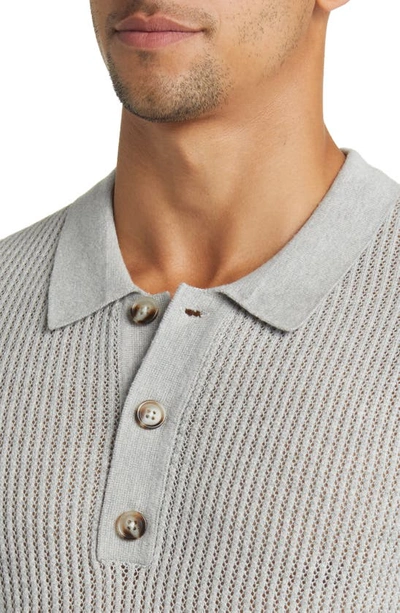 Rails Nathan Short Sleeve Polo Sweater In Grey Melange
