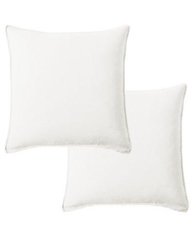 Levtex Washed Linen Relaxed Solid 2-pack Decorative Pillow Cover, 20" X 20" In Cream