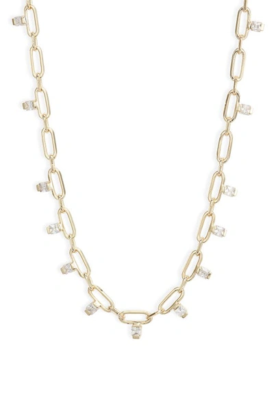 Shop Kendra Scott Lindy Crystal Chain Necklace In Gold White