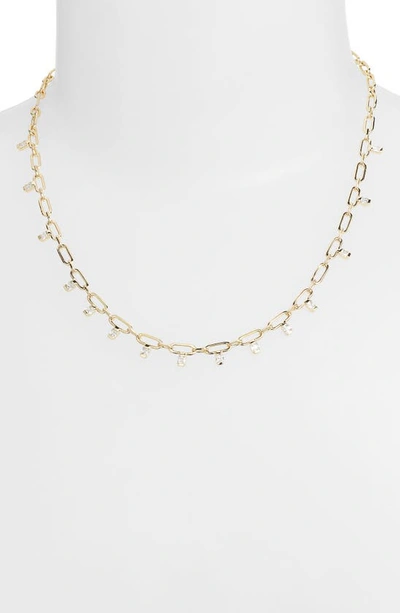 Shop Kendra Scott Lindy Crystal Chain Necklace In Gold White