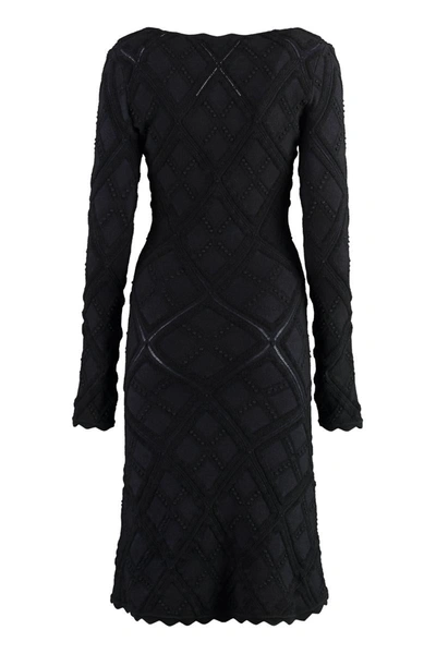 Shop Burberry Scalloped Detail Dress In Black