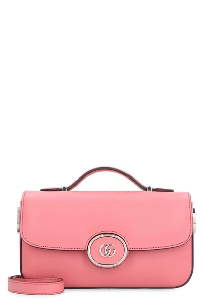 Shop Gucci Petite Gg Mini Leather Shoulder Bag In Pink