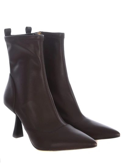 Michael Kors Clara Burgundy Heeled Ankle Boot In Brown