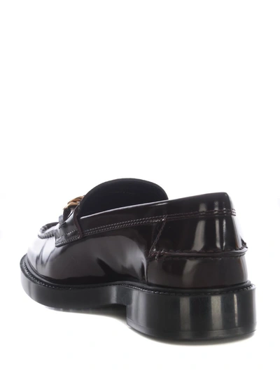 Tod's Leather Loafers Gold-tone Hardware In Bordeaux