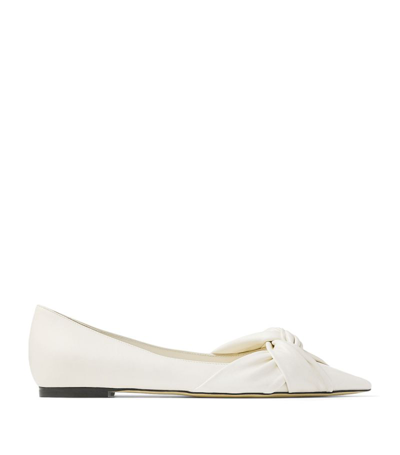Shop Jimmy Choo Hedera Leather Ballet Flats In White
