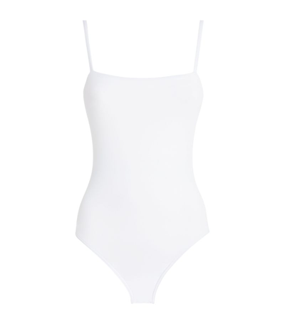 Shop Eres Square-neck Aquarelle Swimsuit In White