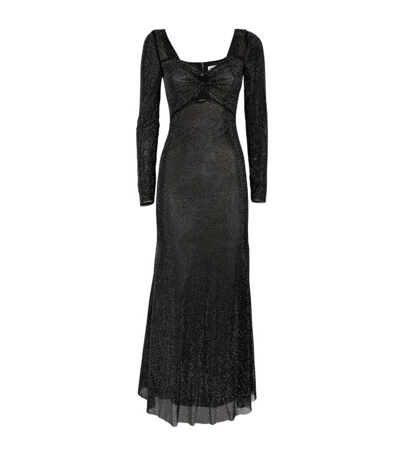 Shop Self-portrait Rhinestone-embellished Midi Dress In Black
