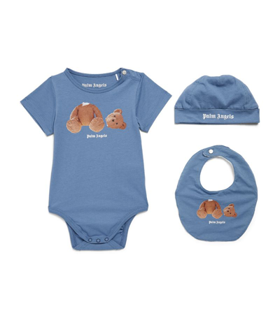 Shop Palm Angels T-shirt, Shorts And Hat Set (3-12 Months) In Blue