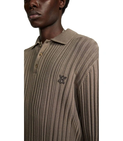 Shop Daily Paper Rashiem Brown Long Sleeve Poloshirt In Beige