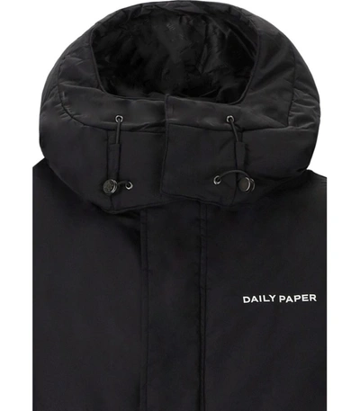 Shop Daily Paper Ruraz Black Hooded Puffer Jacket