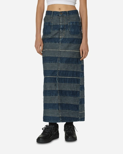 Shop Hysteric Glamour Scratch Long Denim Skirt Indigo In Blue