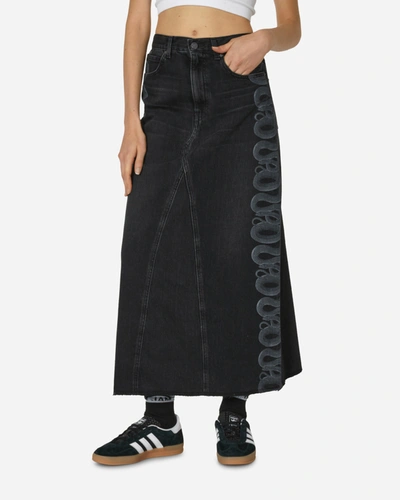 Shop Hysteric Glamour Snake Loop Long Denim Skirt In Black