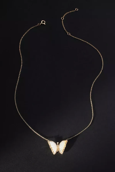 Shop Luna Skye Moonstone Baby Butterfly Necklace In Gold