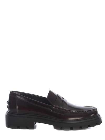 Shop Tod's Mocassin Tods Made Of Semi-gloss Leather In Bordeau