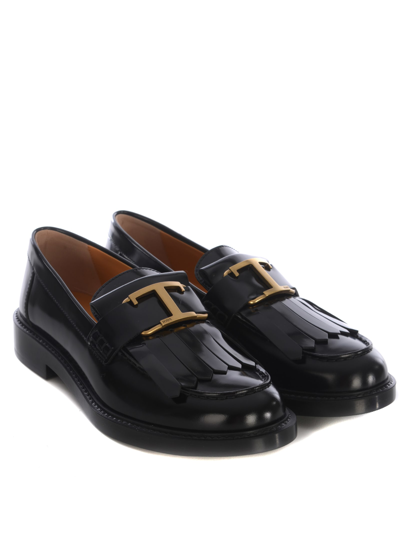 Shop Tod's Mocassin Tods T-timeless In Leather In Nero