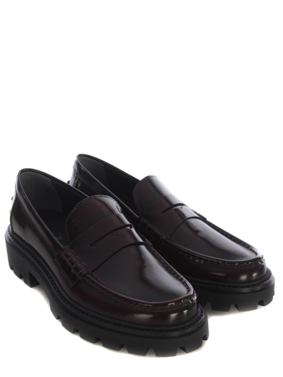 Shop Tod's Mocassin Tods Made Of Semi-gloss Leather In Bordeau