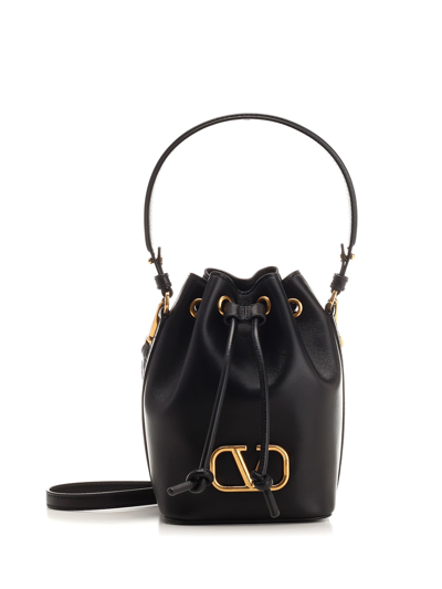 Shop Valentino V Logo Mini Bucket Bag In Black