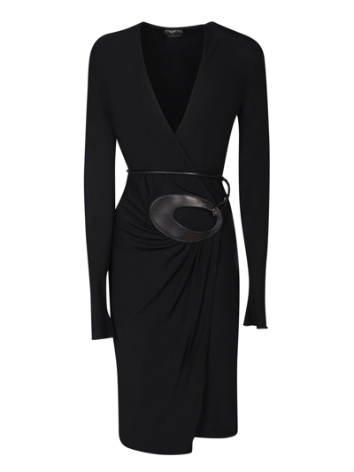 Shop Tom Ford Midi Wrap Dress In Black