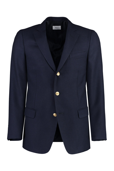 Shop Bally Wool Single-breasted Blazer In Blue