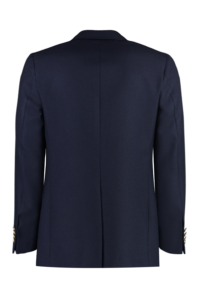 Shop Bally Wool Single-breasted Blazer In Blue