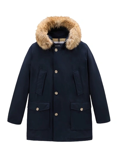 Shop Woolrich Artic Detachable Fur Parka In Blu
