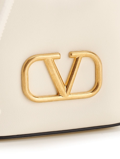 Shop Valentino V Logo Mini Bucket Bag In White
