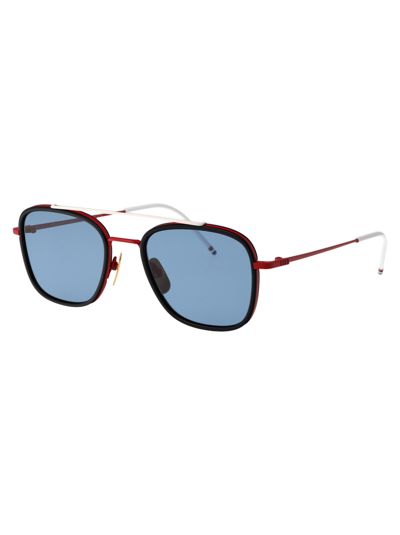 Shop Thom Browne Ues800a-g0003-964-51 Sunglasses In 964 Navy With Red And White