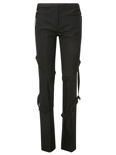 Shop Courrèges Multi-straps Light Wool Bootcut Pants In Black