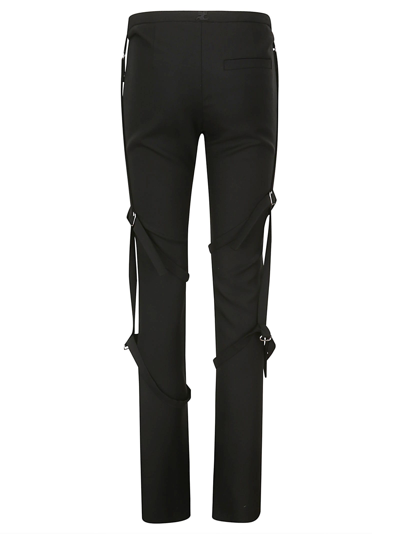 Shop Courrèges Multi-straps Light Wool Bootcut Pants In Black