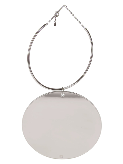 Shop Courrèges Holistic Circle Lacquered Necklace In Silver