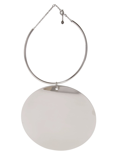Shop Courrèges Holistic Circle Lacquered Necklace In Silver